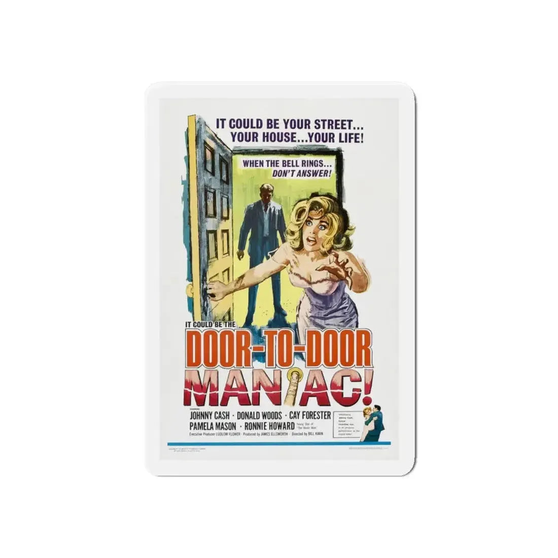 DOOR TO DOOR MANIAC 1961 Movie Poster - Refrigerator Magnet 6 Inch - The Sticker Space