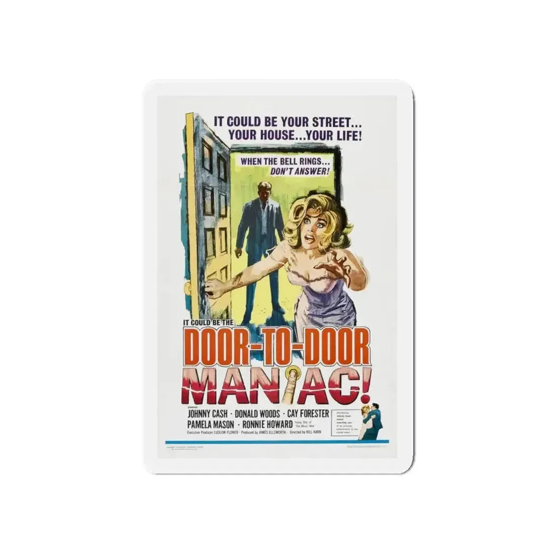 DOOR TO DOOR MANIAC 1961 Movie Poster - Refrigerator Magnet - The Sticker Space