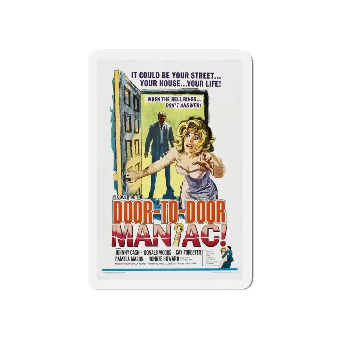 DOOR TO DOOR MANIAC 1961 Movie Poster - Refrigerator Magnet - The Sticker Space