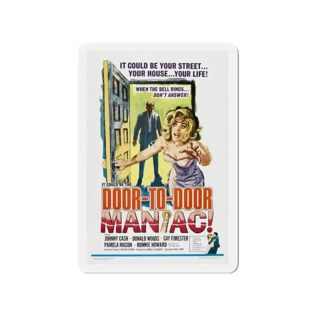 DOOR TO DOOR MANIAC 1961 Movie Poster - Refrigerator Magnet - The Sticker Space