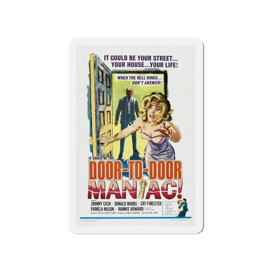 DOOR TO DOOR MANIAC 1961 Movie Poster - Refrigerator Magnet - The Sticker Space