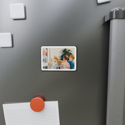 Doorbell, Dick and Jane illustration (Magazine Illustration) Refrigerator Magnet-The Sticker Space