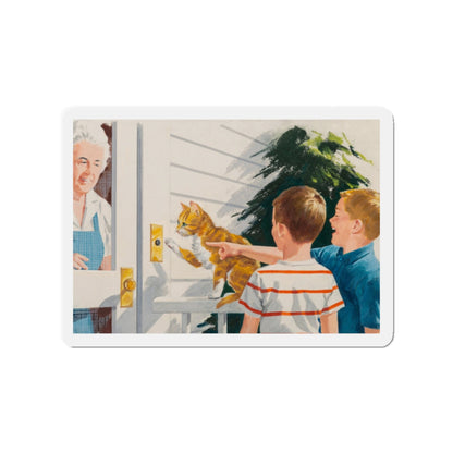 Doorbell, Dick and Jane illustration (Magazine Illustration) Refrigerator Magnet-2" x 2"-The Sticker Space