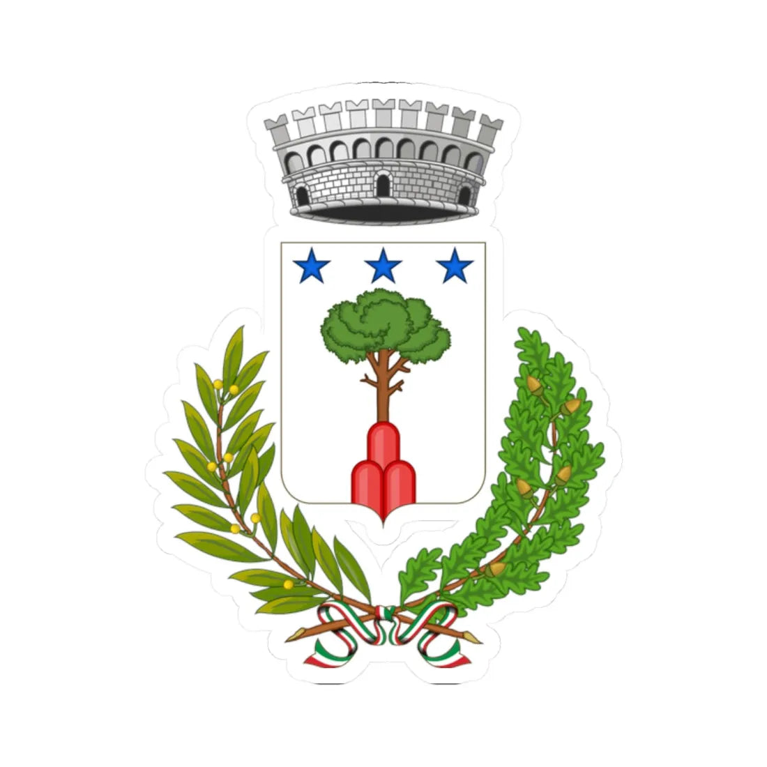 Dorgali-Stemma (Italy) (Coat of Arms) STICKER Vinyl Kiss-Cut Decal 2 Inch White - The Sticker Space