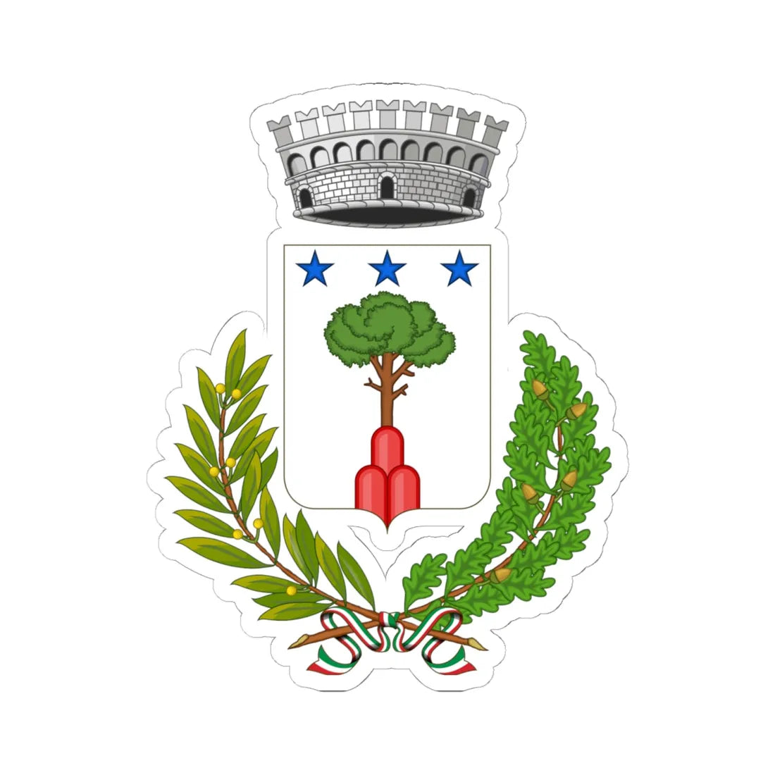 Dorgali-Stemma (Italy) (Coat of Arms) STICKER Vinyl Kiss-Cut Decal 6 Inch White - The Sticker Space