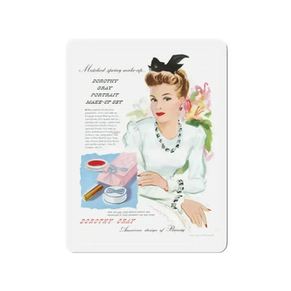 Dorothy Gray advertisement (1), 1941 (Magazine Illustration) Refrigerator Magnet 2 Inch Die-Cut - The Sticker Space