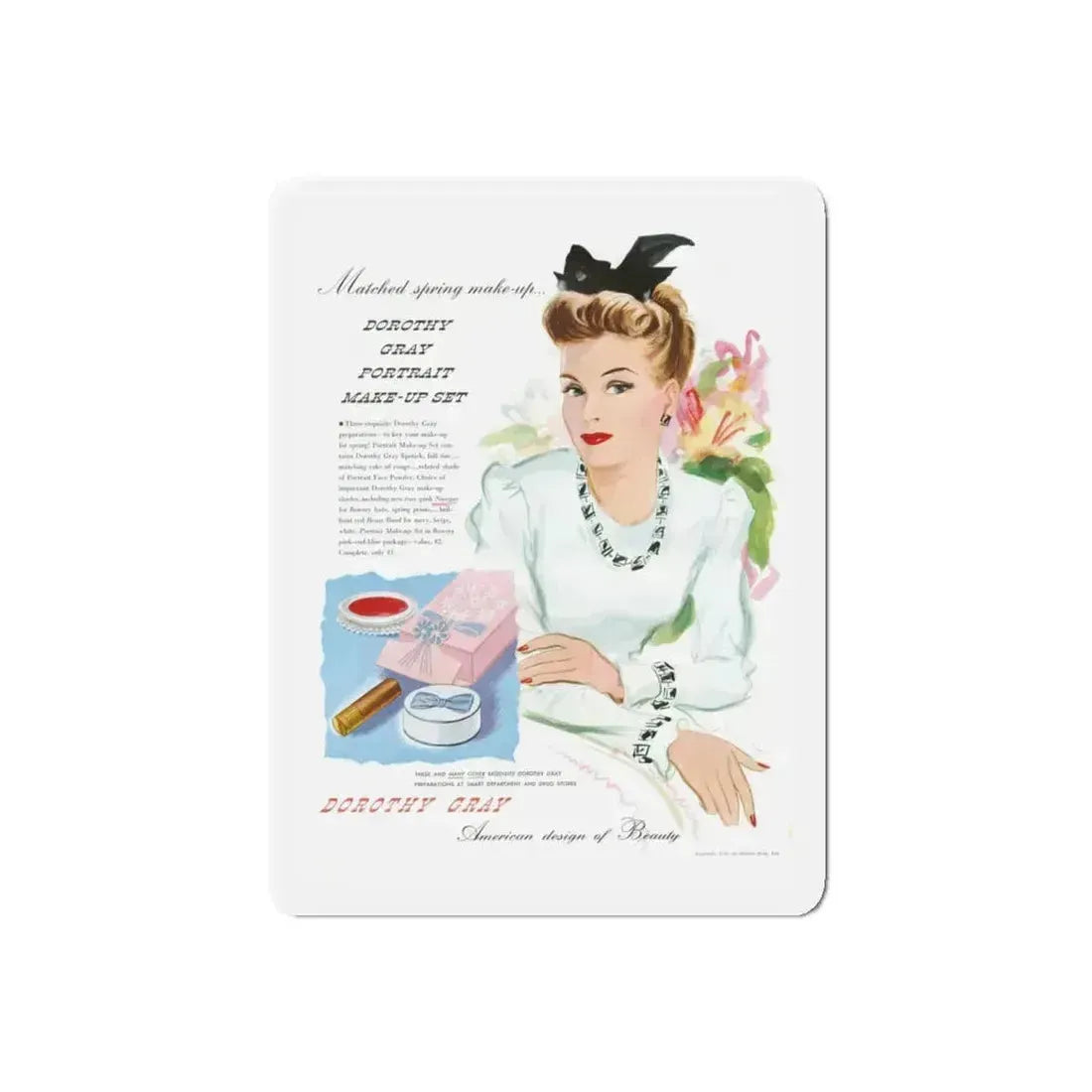 Dorothy Gray advertisement (1), 1941 (Magazine Illustration) Refrigerator Magnet 5 Inch Die-Cut - The Sticker Space