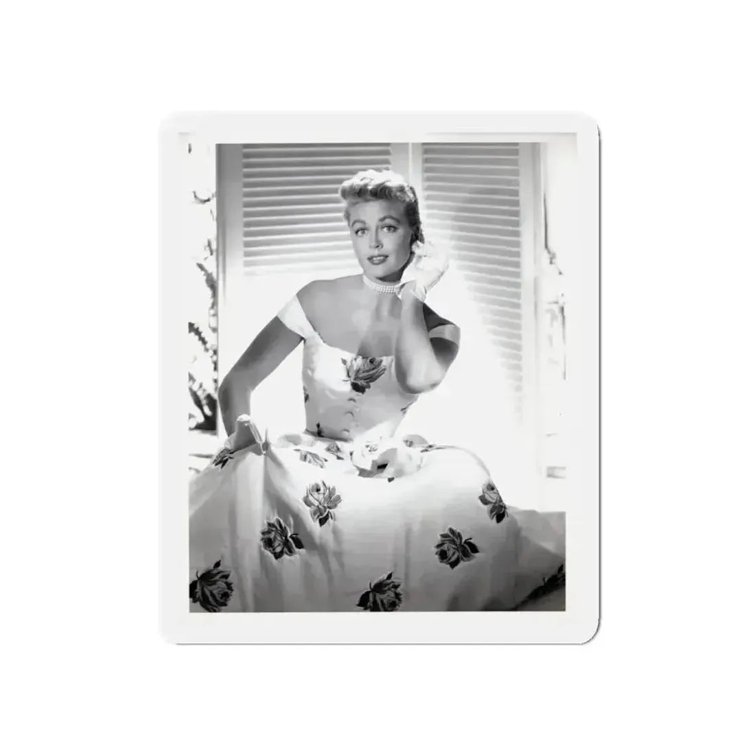Dorothy Malone #244 - 8x10 Vintage B&W Knee to Head Glamour Dress Photo from late 50's (Vintage Female Icon) Refrigerator Magnet - The Sticker Space