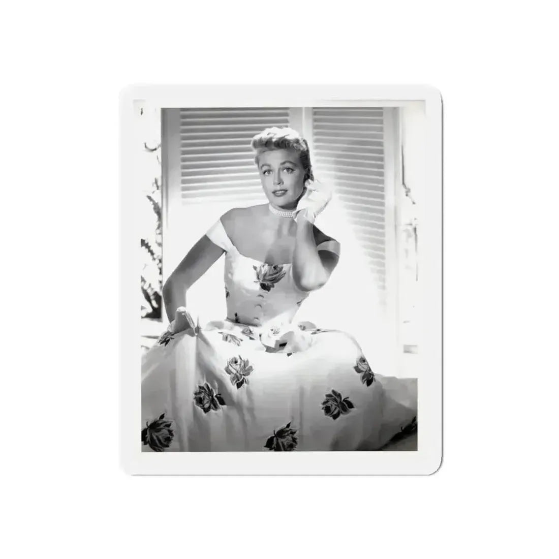 Dorothy Malone #244 - 8x10 Vintage B&W Knee to Head Glamour Dress Photo from late 50's (Vintage Female Icon) Refrigerator Magnet - The Sticker Space