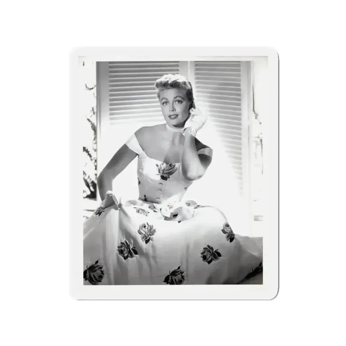Dorothy Malone #244 - 8x10 Vintage B&W Knee to Head Glamour Dress Photo from late 50's (Vintage Female Icon) Refrigerator Magnet - The Sticker Space