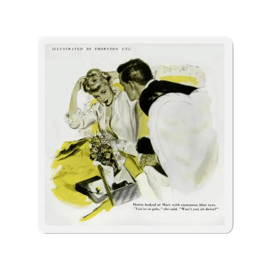 Dottie Looked At Marv, 1948 (Magazine Illustration) Refrigerator Magnet 2 Inch Die-Cut - The Sticker Space