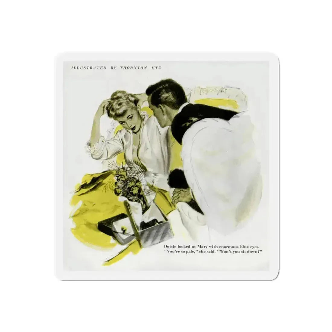 Dottie Looked At Marv, 1948 (Magazine Illustration) Refrigerator Magnet 4 Inch Die-Cut - The Sticker Space