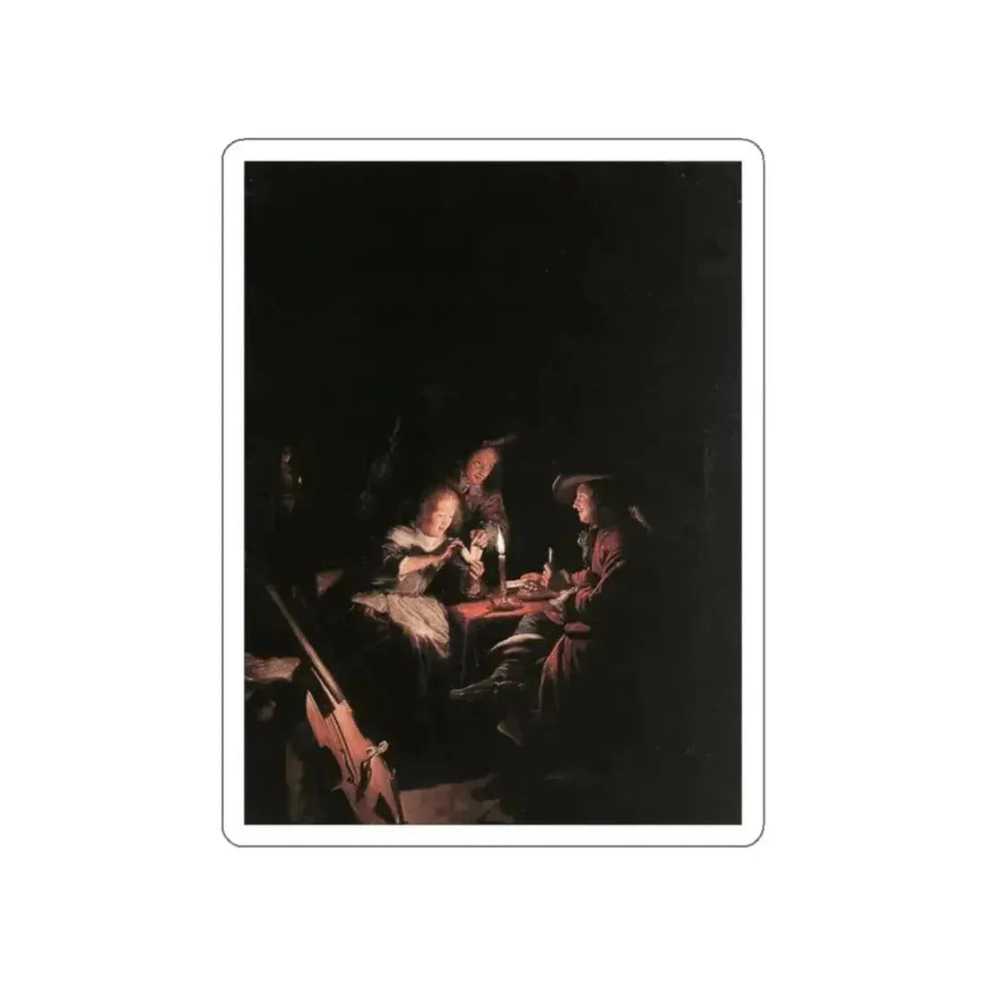 DOU, Gerrit - Cardplayers at Candlelight (Artwork) STICKER Vinyl Die-Cut Decal - The Sticker Space