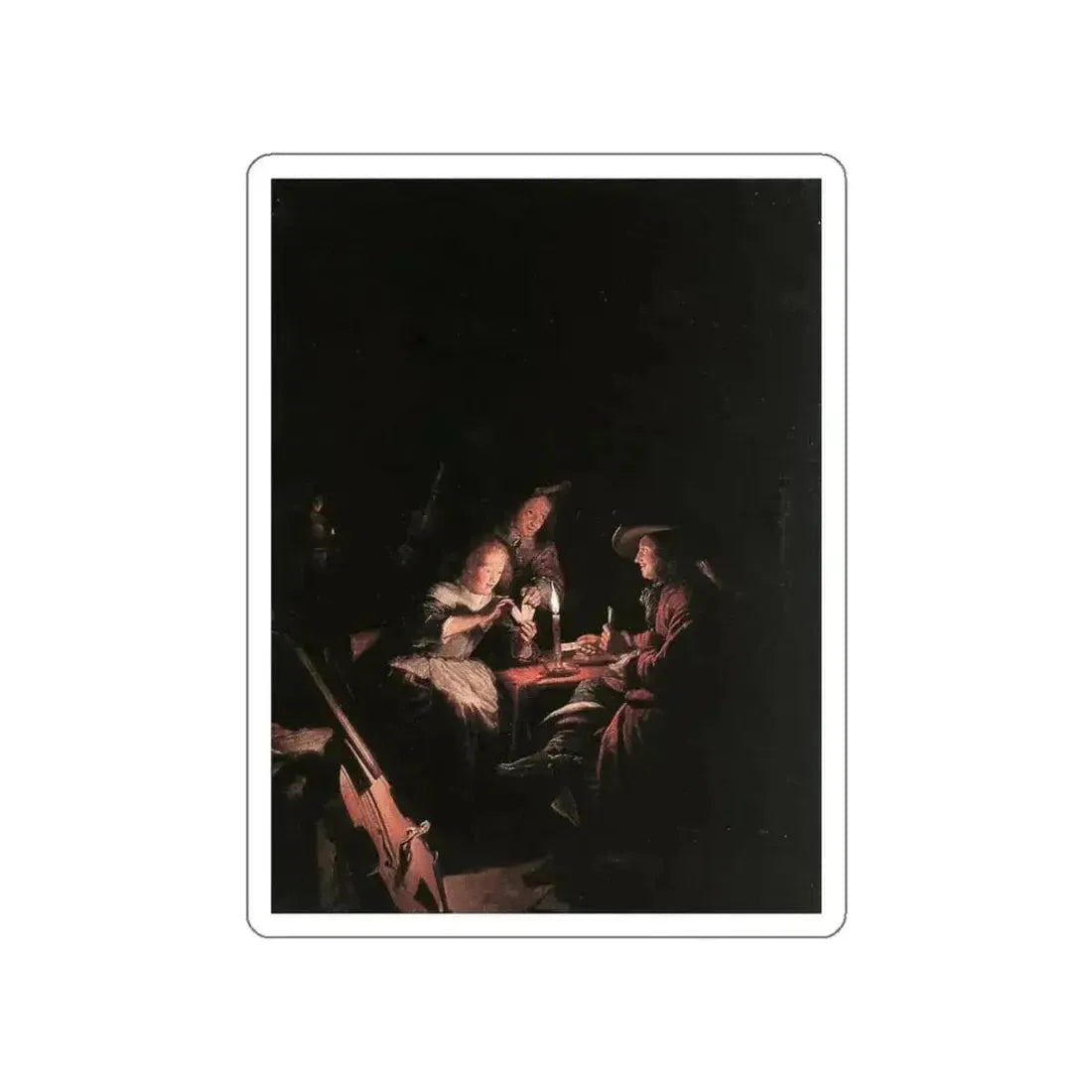 DOU, Gerrit - Cardplayers at Candlelight (Artwork) STICKER Vinyl Die-Cut Decal - The Sticker Space
