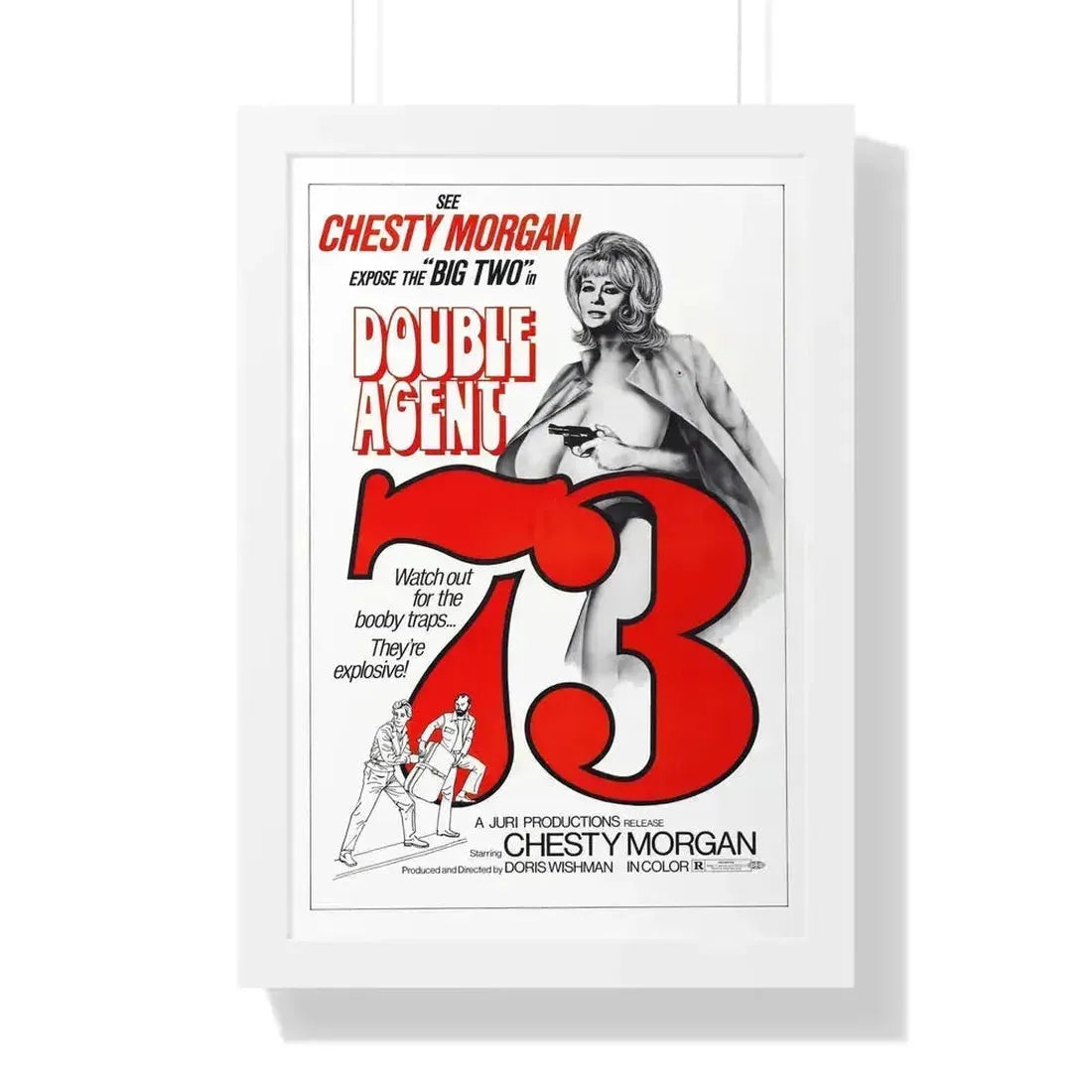 DOUBLE AGENT 1973 - Framed Movie Poster 16″ x 24″ White - The Sticker Space