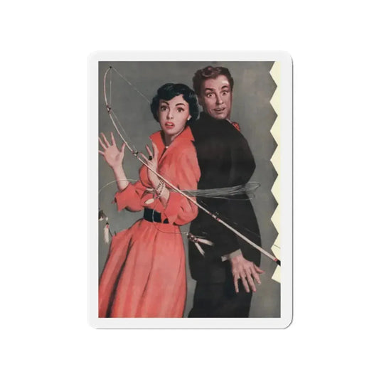 Double Catch, Today's Woman magazine, January 1951 (Magazine Illustration) Refrigerator Magnet 2 Inch Die-Cut - The Sticker Space