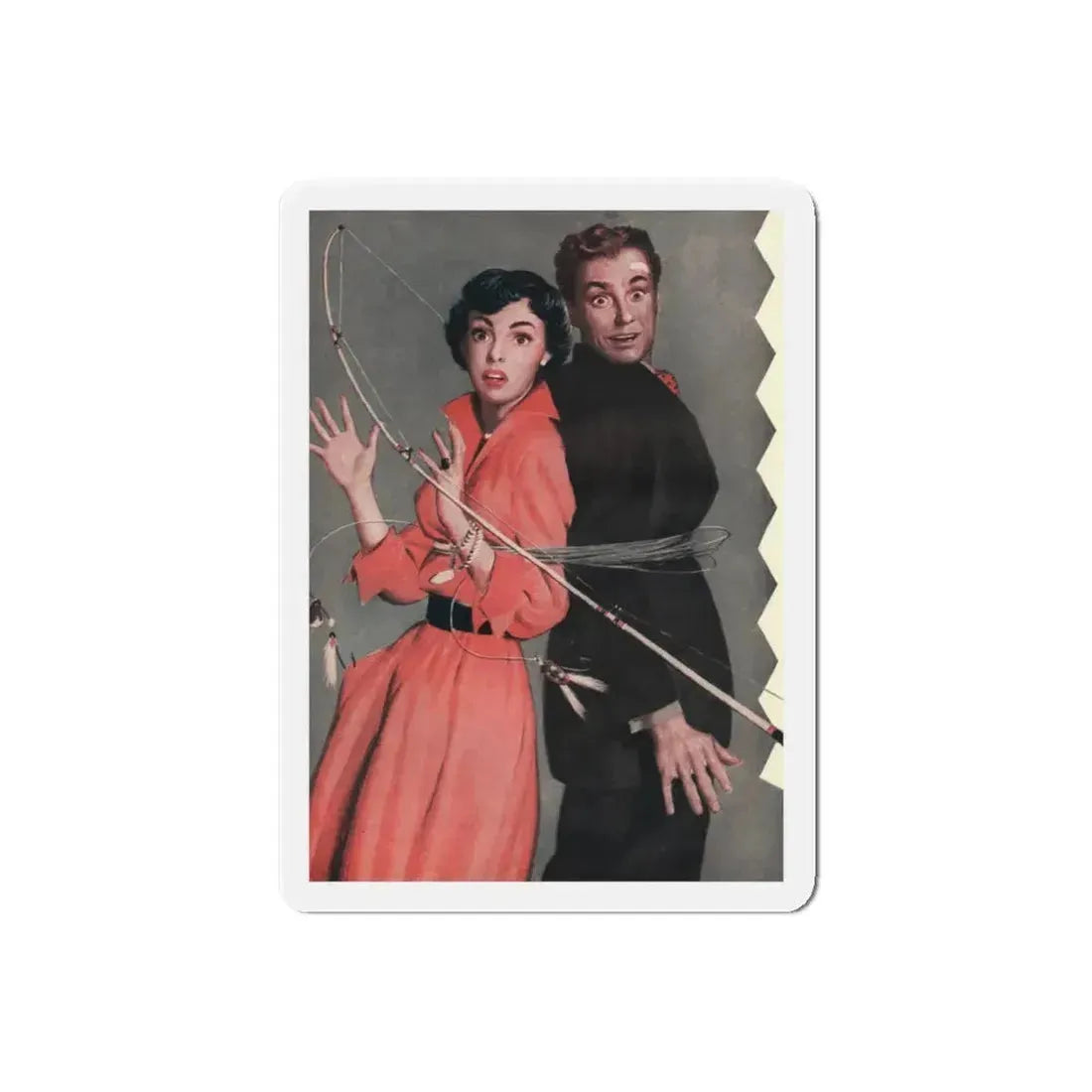 Double Catch, Today's Woman magazine, January 1951 (Magazine Illustration) Refrigerator Magnet 6 Inch Die-Cut - The Sticker Space