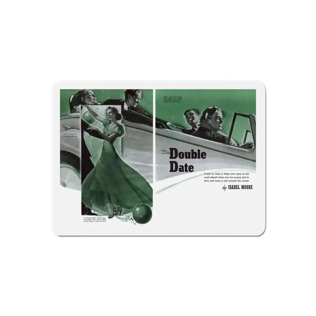 Double Date, Cosmopolitan, June 1939 (Magazine Illustration) Refrigerator Magnet - The Sticker Space