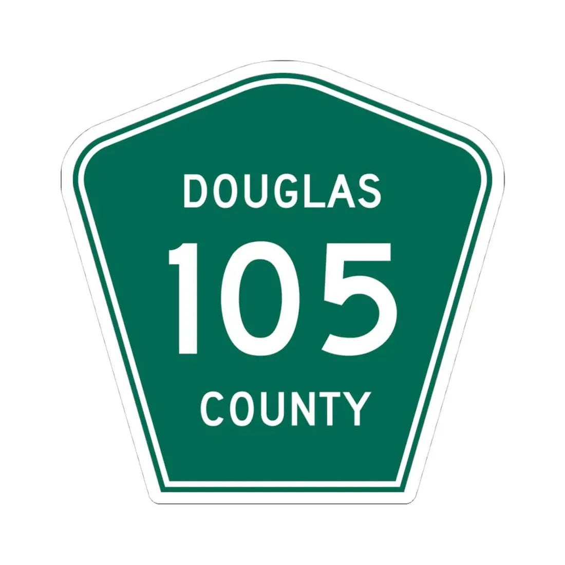 Douglas County 105 green (Colorado) (Road Sign) STICKER Vinyl Kiss-Cut Decal 4 Inch White - The Sticker Space