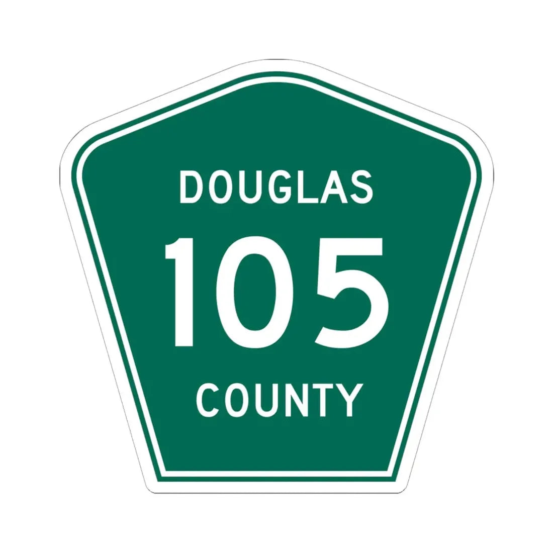 Douglas County 105 green (Colorado) (Road Sign) STICKER Vinyl Kiss-Cut Decal 6 Inch White - The Sticker Space