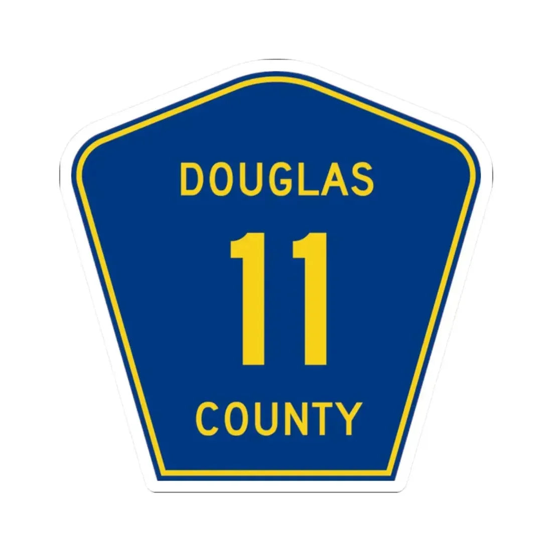 Douglas County 11 (Illinois) (Road Sign) STICKER Vinyl Kiss-Cut Decal 2 Inch White - The Sticker Space
