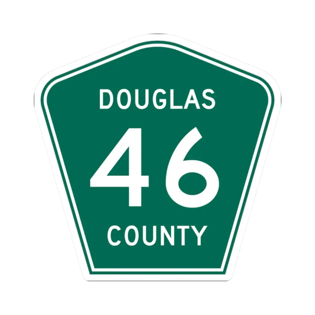 Douglas County 46 green (Colorado) (Road Sign) STICKER Vinyl Kiss-Cut Decal 2 Inch White - The Sticker Space