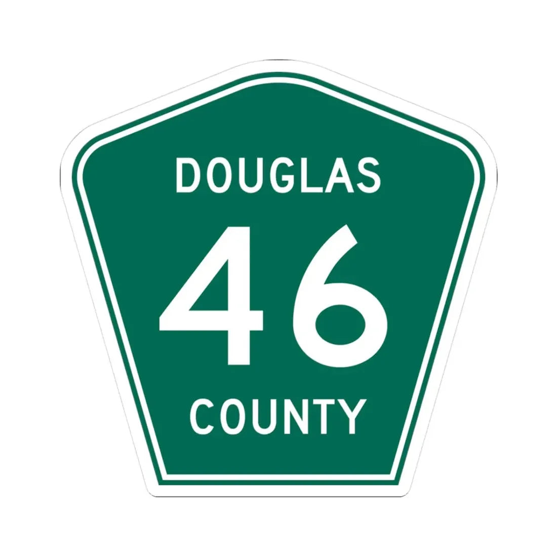 Douglas County 46 green (Colorado) (Road Sign) STICKER Vinyl Kiss-Cut Decal 3 Inch White - The Sticker Space