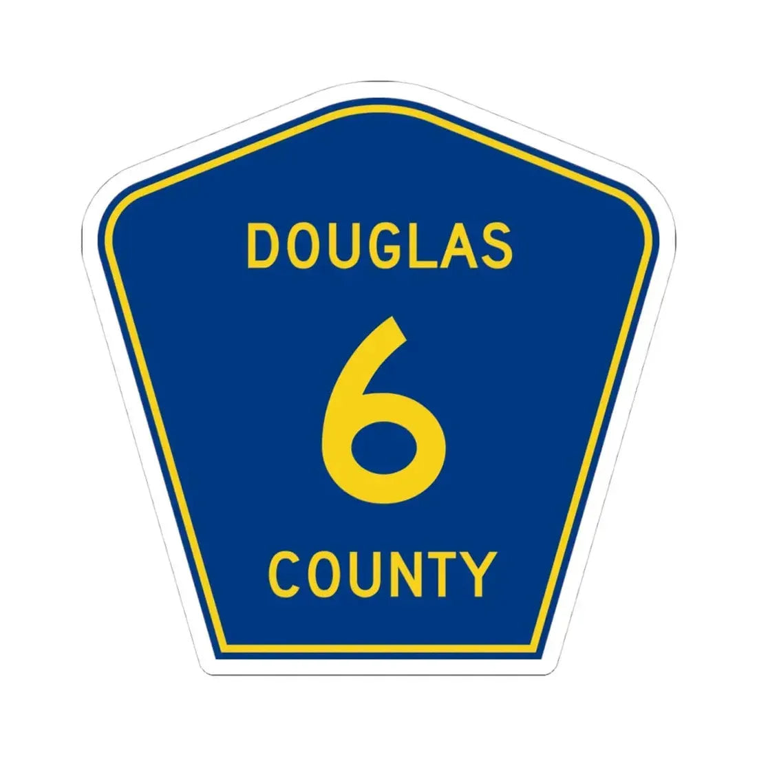 Douglas County 6 (Illinois) (Road Sign) STICKER Vinyl Kiss-Cut Decal 4 Inch White - The Sticker Space