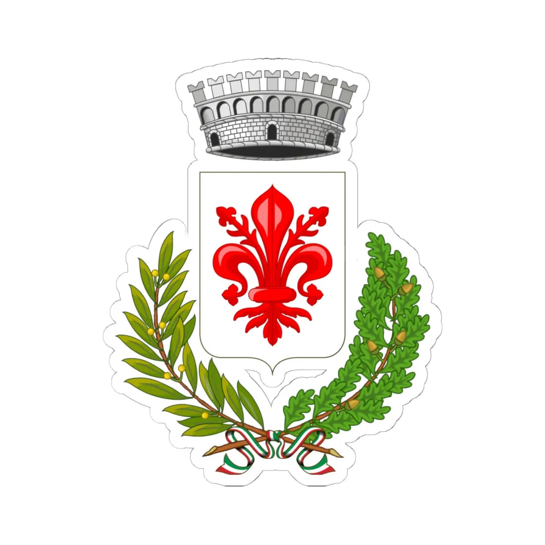 Dovadola-Stemma (Italy) (Coat of Arms) STICKER Vinyl Kiss-Cut Decal 6 Inch White - The Sticker Space