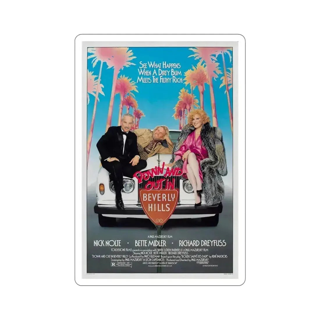 Down and Out in Beverly Hills 1986 Movie Poster STICKER Vinyl Die-Cut Decal 6 Inch - The Sticker Space