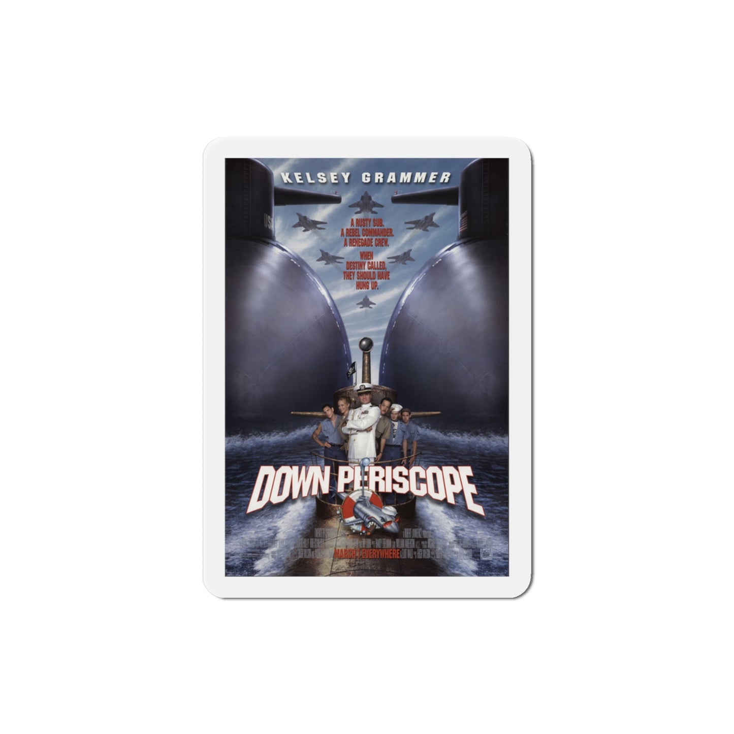 Down Periscope 1996 Movie Poster Die-Cut Magnet-3" x 3"-The Sticker Space