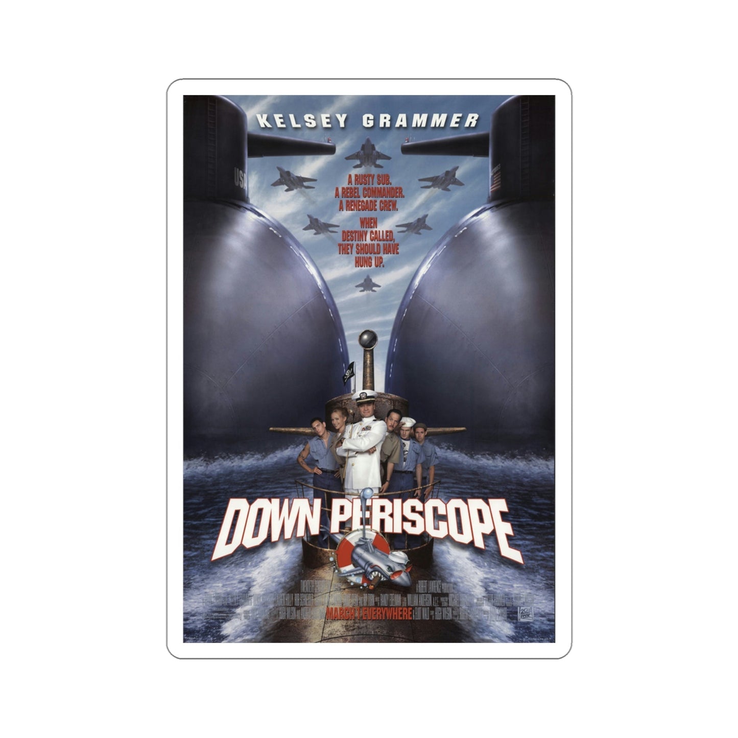 Down Periscope 1996 Movie Poster STICKER Vinyl Die-Cut Decal-4 Inch-The Sticker Space