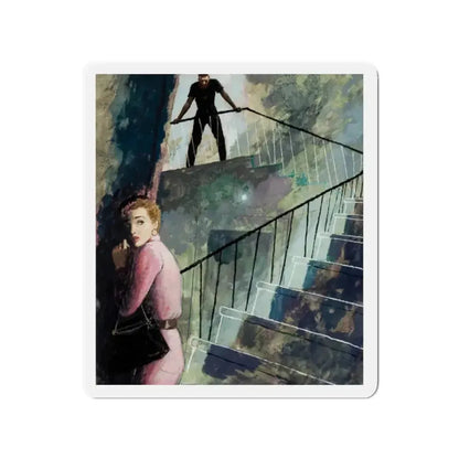 Down the Staircase, story illustration, circa 1955 (Magazine Illustration) Refrigerator Magnet 2 Inch Die-Cut - The Sticker Space