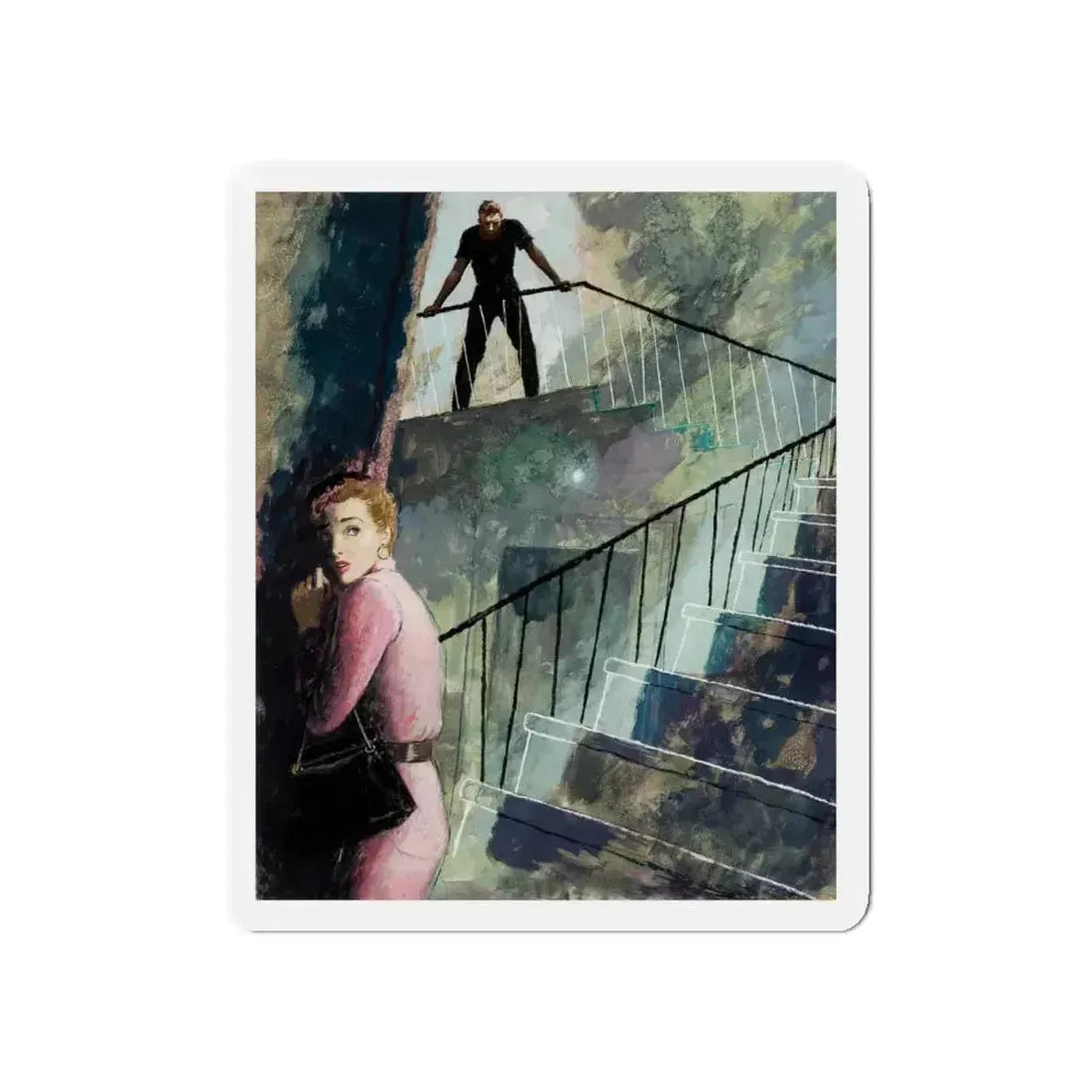 Down the Staircase, story illustration, circa 1955 (Magazine Illustration) Refrigerator Magnet 5 Inch Die-Cut - The Sticker Space