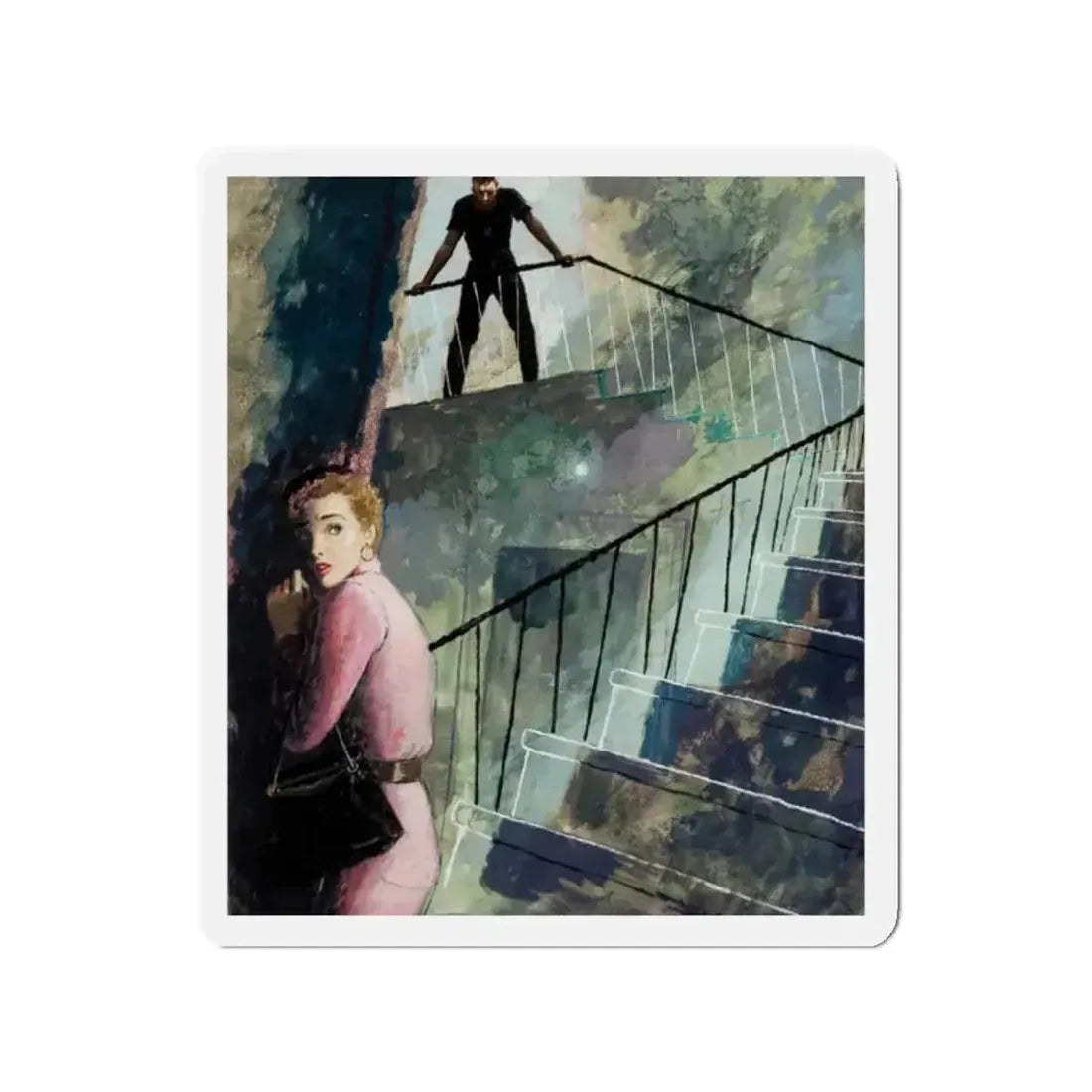 Down the Staircase, story illustration, circa 1955 (Magazine Illustration) Refrigerator Magnet - The Sticker Space