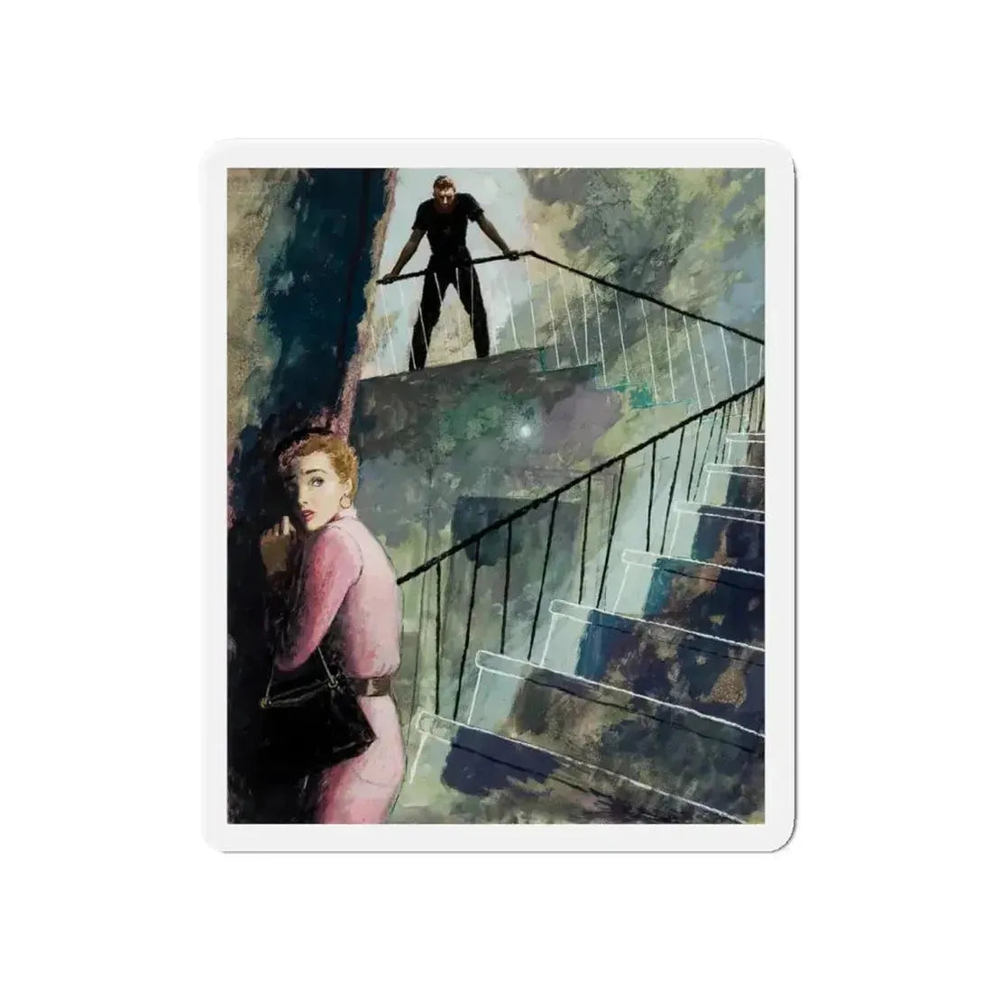Down the Staircase, story illustration, circa 1955 (Magazine Illustration) Refrigerator Magnet - The Sticker Space