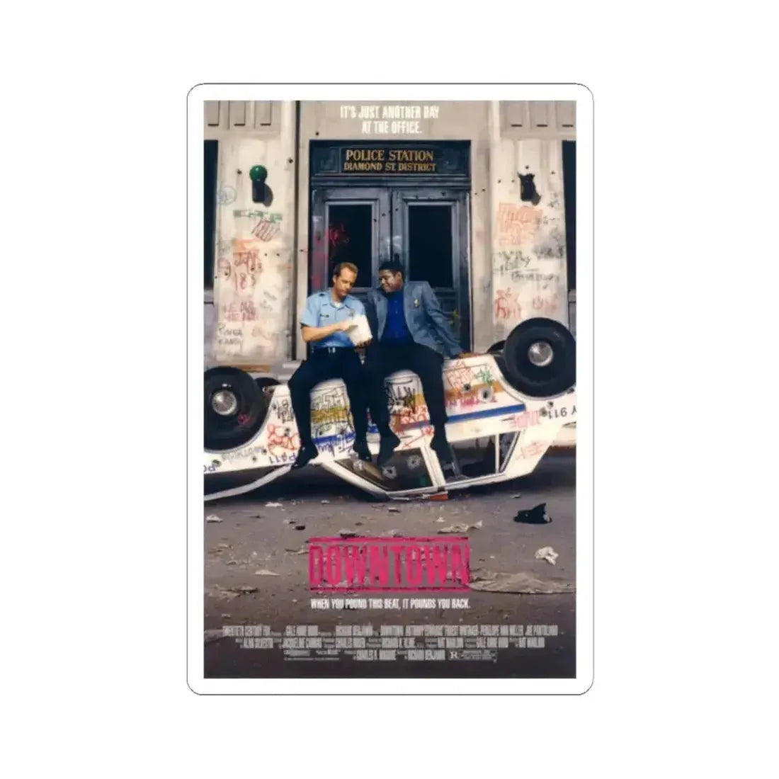 Downtown 1990 Movie Poster - STICKER Vinyl Kiss-Cut Decal 2 Inch White - The Sticker Space