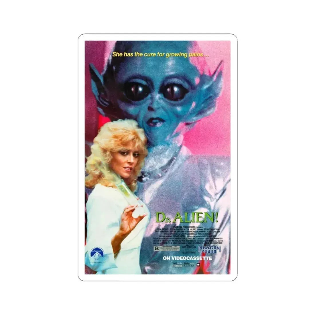 DR. ALIEN! 1989 Movie Poster - STICKER Vinyl Kiss-Cut Decal 4 Inch White - The Sticker Space
