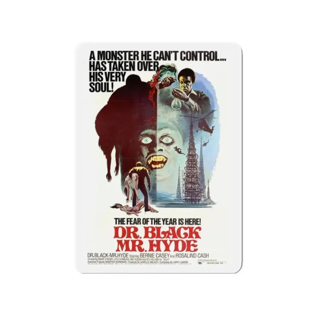 DR. BLACK MR. HYDE 1976 Movie Poster - Refrigerator Magnet - The Sticker Space