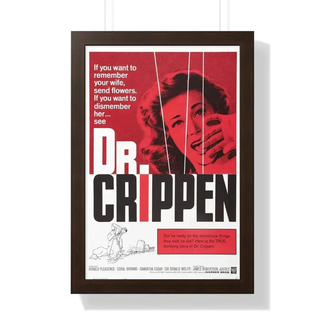 DR. CRIPPEN 1962 - Framed Movie Poster 16″ x 24″ Walnut - The Sticker Space