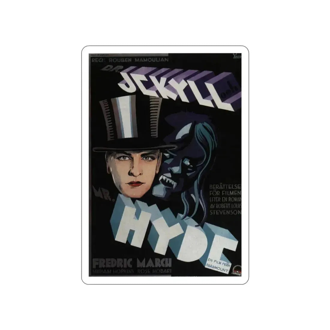 DR. JEKYLL AND MR. HYDE (2) 1931 Movie Poster STICKER Vinyl Die-Cut Decal 3 Inch - The Sticker Space