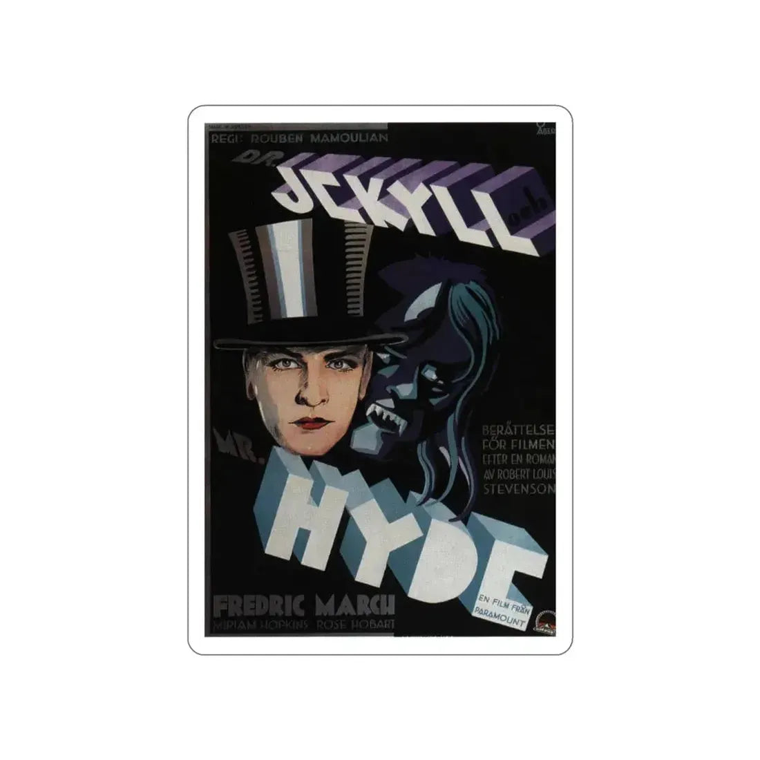 DR. JEKYLL AND MR. HYDE (2) 1931 Movie Poster STICKER Vinyl Die-Cut Decal 4 Inch - The Sticker Space