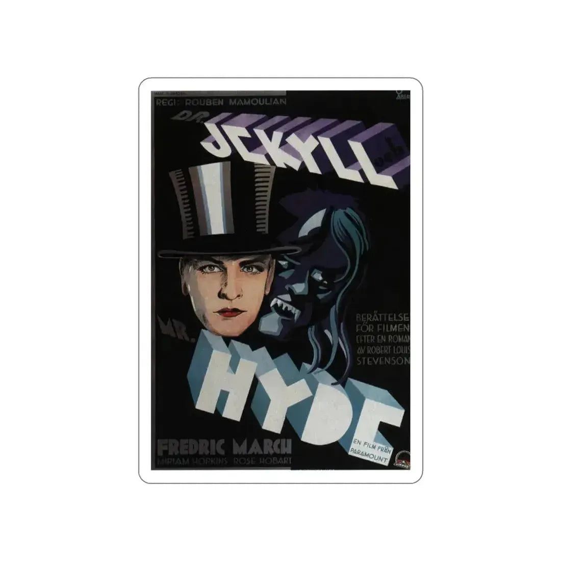 DR. JEKYLL AND MR. HYDE (2) 1931 Movie Poster STICKER Vinyl Die-Cut Decal - The Sticker Space