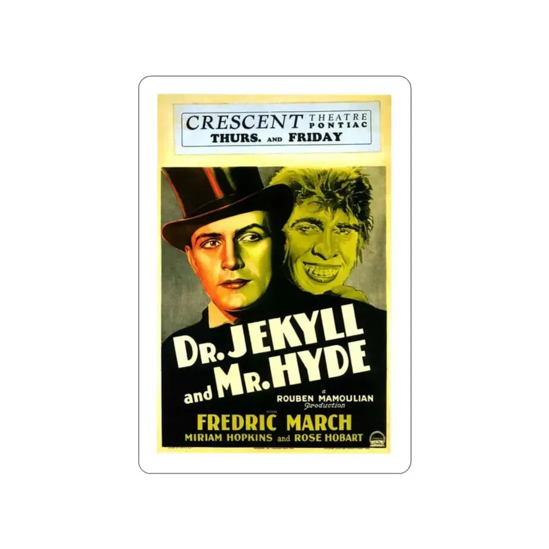 DR. JEKYLL AND MR. HYDE (3) 1931 Movie Poster STICKER Vinyl Die-Cut Decal 2 Inch - The Sticker Space