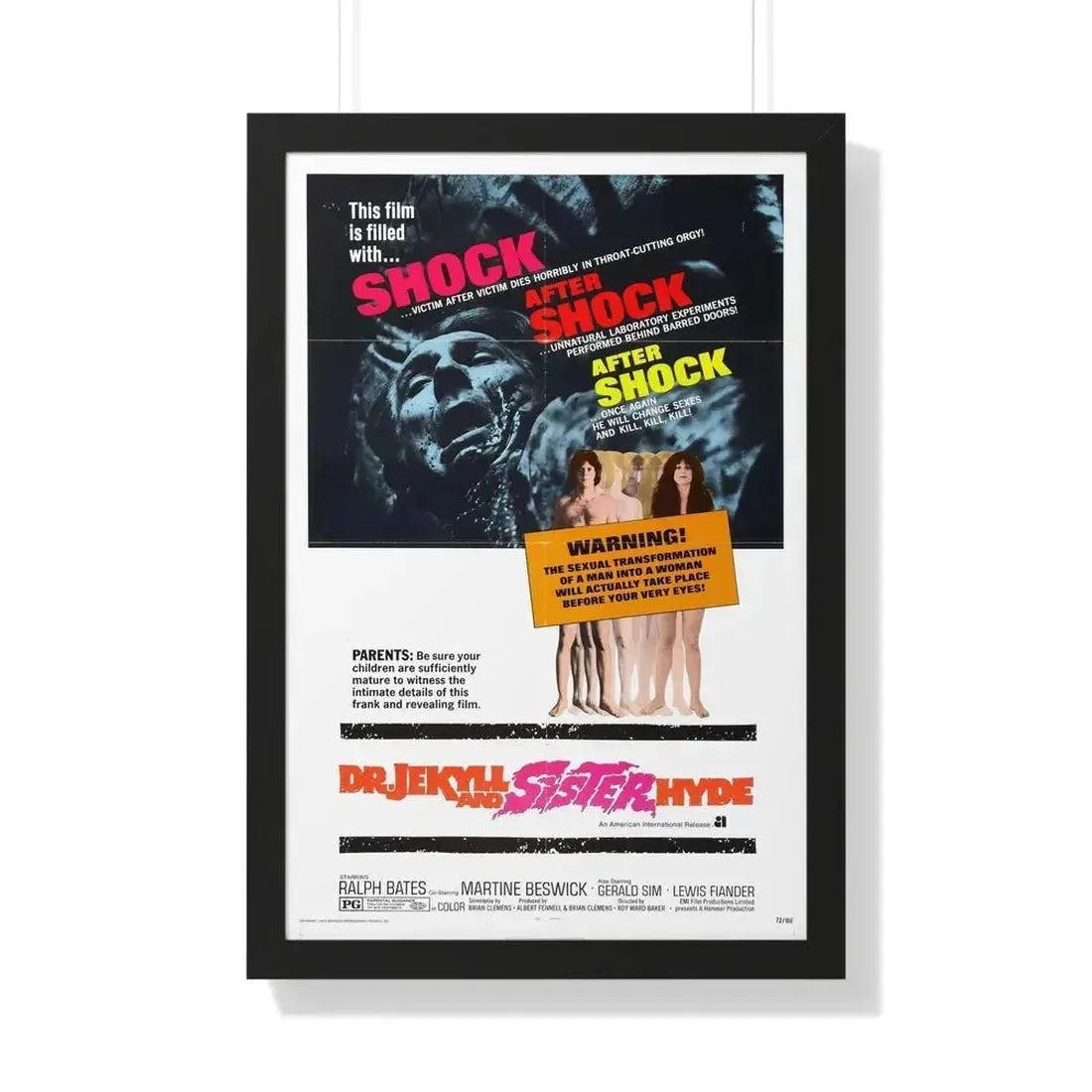 DR. JEKYLL AND SISTER HYDE 1971 - Framed Movie Poster 20" x 30" Black - The Sticker Space