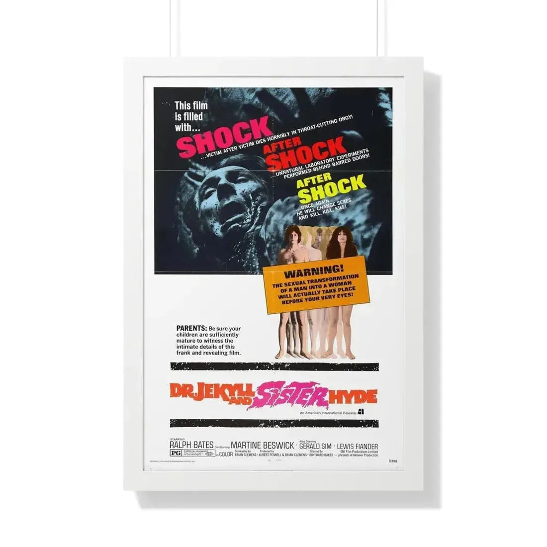 DR. JEKYLL AND SISTER HYDE 1971 - Framed Movie Poster 20" x 30" White - The Sticker Space