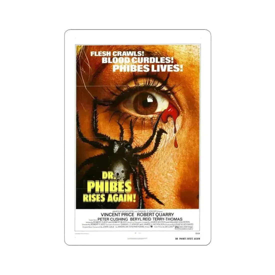 Dr Phibes Rises Again 1972 Movie Poster - STICKER Vinyl Kiss-Cut Decal 3 Inch White - The Sticker Space