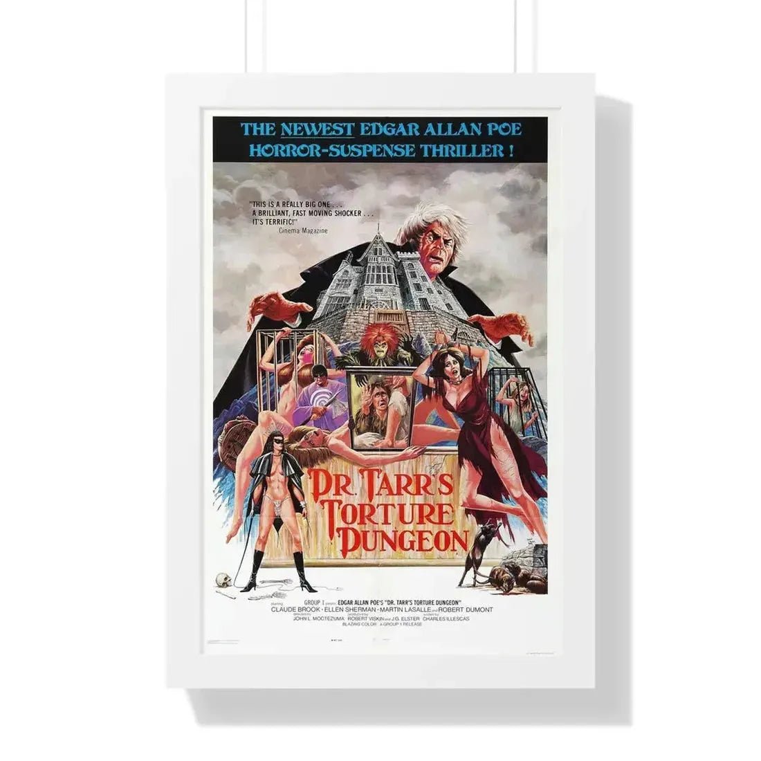 DR. TARR'S TORTURE DUNGEON 1973 - Framed Movie Poster 16″ x 24″ White - The Sticker Space