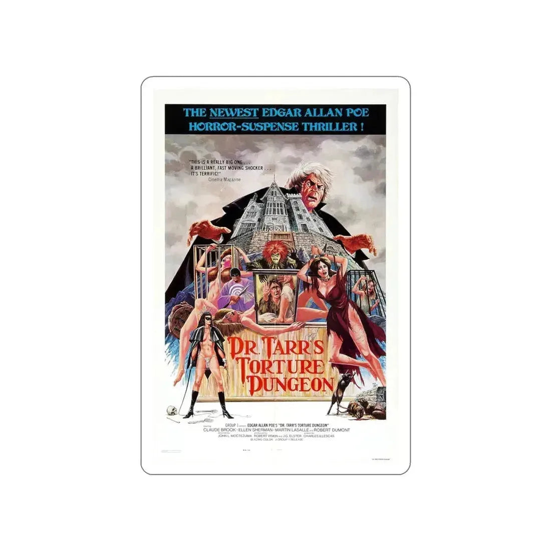 DR. TARR'S TORTURE DUNGEON 1973 Movie Poster STICKER Vinyl Die-Cut Decal 6 Inch - The Sticker Space