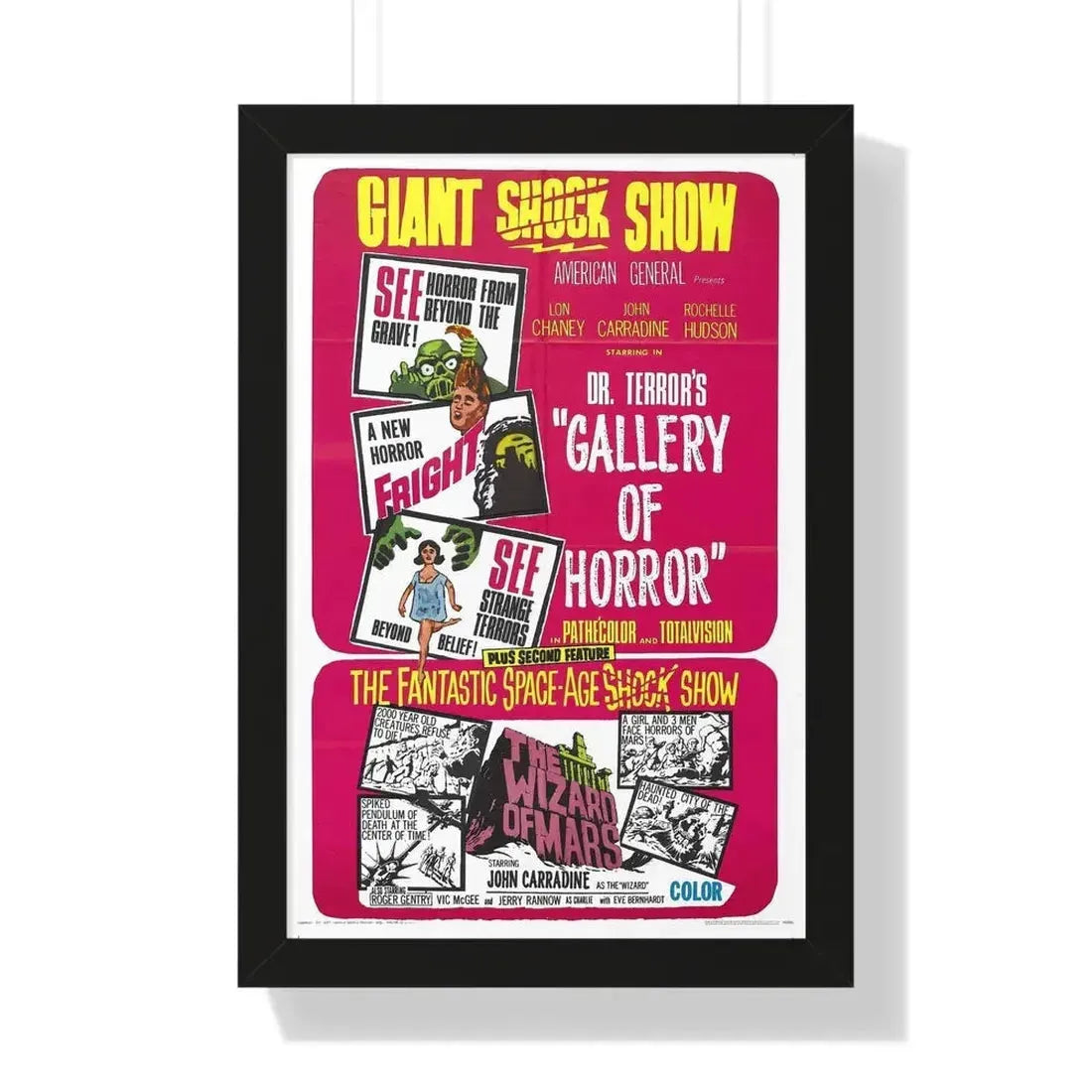 DR. TERROR'S GALLERY OF HORRORS + THE WIZARD OF MARS 1967 - Framed Movie Poster 16″ x 24″ Black - The Sticker Space